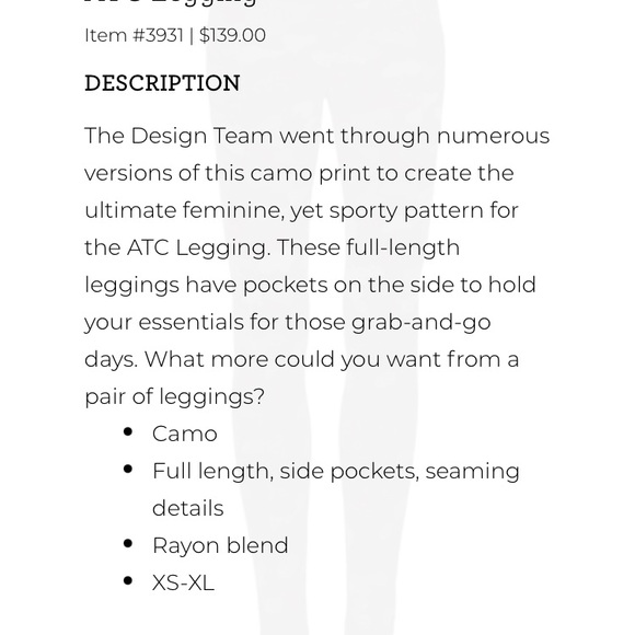 CAbi ATC camo leggings - size S - Picture 4 of 7